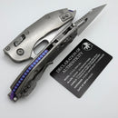 Microtech Marfione Select Manual Stitch RAM LOK Titanium Handles & Stonewash M390MK w/ Double Vapor Blast & Purple Accents 169RL-10MS3