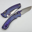 Microtech Marfione Select Amphibian RAM LOK Purple Haze Titanium Handles & Stonewash M390MK w/ Double Vapor Blast & Purple Accents 137RL-10MS5
