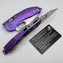 Microtech Marfione Select Manual Stitch RAM LOK Purple Haze Titanium Handles & Stonewash Part Serrated M390MK w/ Double Vapor Blast/Purple Accents 169RL-11MS5