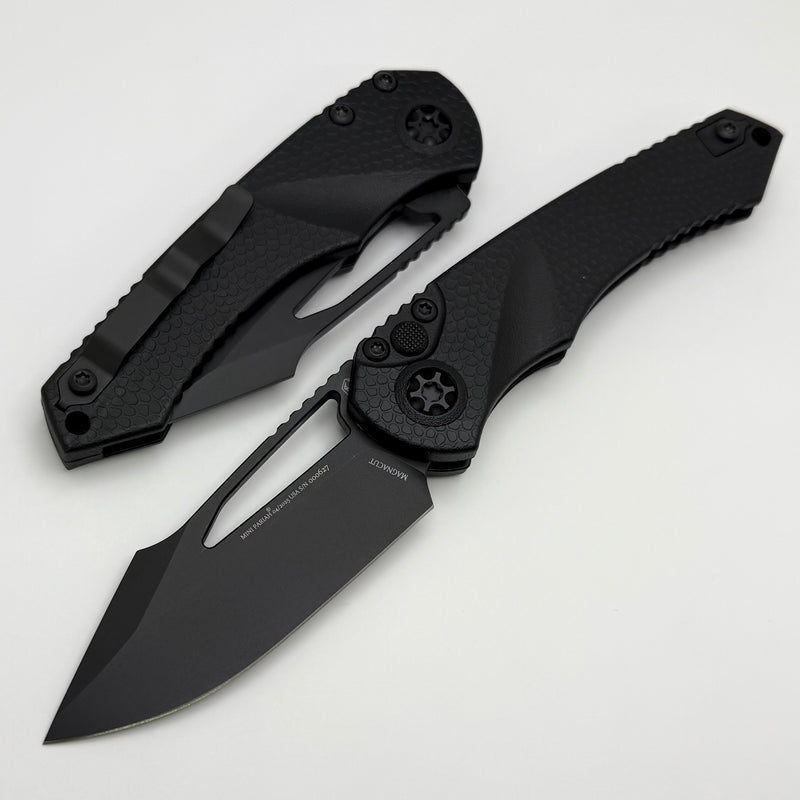Heretic Knives Mini Pariah M/A Button Lock Black Polymer Handles w/ Black S/E MagnaCut H052-4A-T