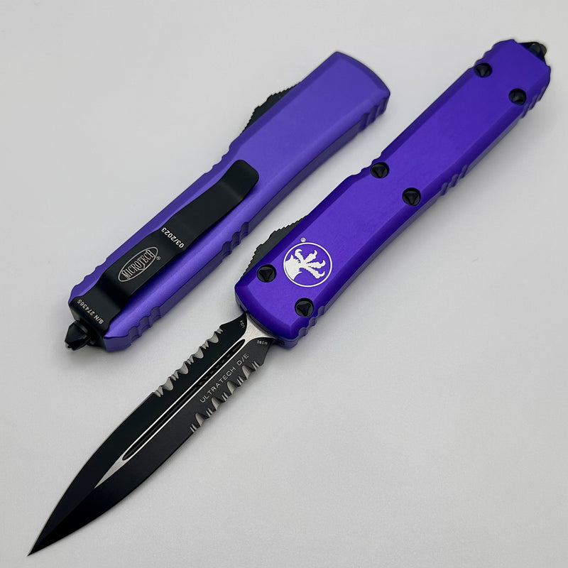 Microtech Ultratech Black Partial Serrated Double Edge & Purple 122-2PU
