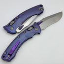 Microtech Marfione Select Amphibian RAM LOK Purple Haze Titanium Handles & Part Serrated Stonewash M390MK w/ Double Vapor Blast & Purple Accents 137RL-11MS5