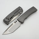 Chaves Knives Redencion 229 w/ Stonewash Titanium Integral Handle w/ Magnetic Ti Inlays & Belt Finish Tanto M390