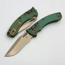Microtech Amphibian Mini RAM LOK Antique Green Titanium Fluted & Bronze M390MK w/ Bronze Accents 137MRL-13FLMS1