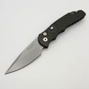 Pro-Tech TR-5 Prototype Green Feather Handle w/ Mosaic Pin Button & Stonewash S35VN