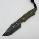 Heretic Kobold OD Green G-10 Handles w/ Serrated DLC Bowie MagnaCut Fixed Blade H065-6B-OD/G10
