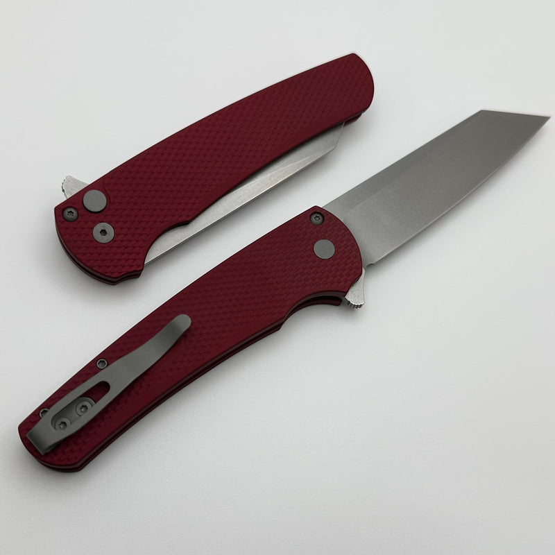 Pro-Tech Malibu Red Textured Handle & Stonewash MagnaCut Reverse Tanto Blade 5405-Red