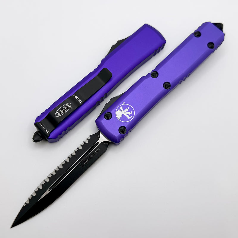Microtech Ultratech Black Double Edge Full Serrated & Purple 122-3PU