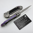 Microtech Marfione Select LUDT Gen III Titanium w/ Textured Inlaid Handles w/ Purple Accents & Stonewash Part Serrated Tanto 1136-11MS6