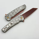 Pro-Tech Malibu Two Tone Nexus Stainless Handle w/ Black Lip Pearl Button & Copper Rose MagnaCut Reverse Tanto Blade & Hardware