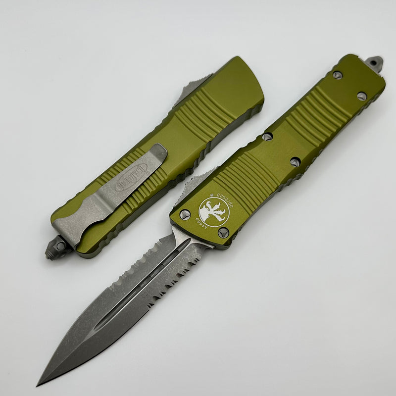 Microtech Combat Troodon Double Edge Partial Serrated Apocalyptic & OD Green 142-11APOD