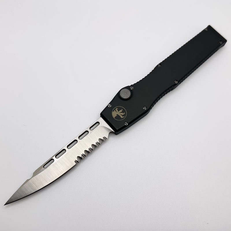 Microtech HALO II Black Handle w/ Satin Partial Serrated PRE OWNED