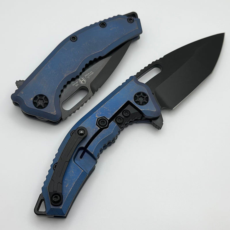 Heretic Knives Medusa Manual Antique Blue Titanium & DLC MagnaCut H009-6A-TIBLU