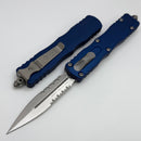 Microtech Dirac Delta Double Edge Stonewash Partial Serrated & Navy Blue Handle 227-11NA