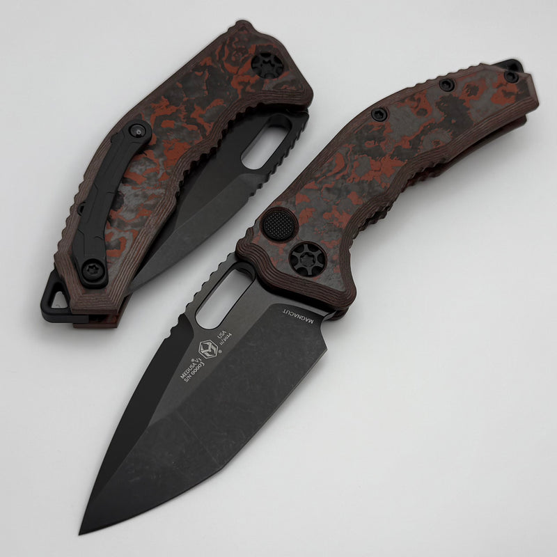 Heretic Knives Medusa Blood Red Carbon Camo Handles w/ DLC Tanto MagnaCut H011-6A-RD/CC