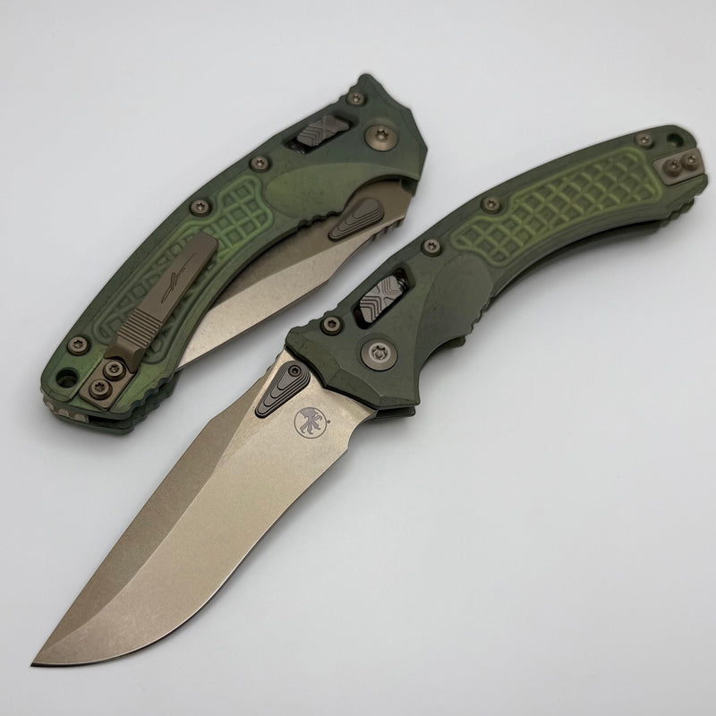 Microtech Marfione Select Amphibian RAM LOK Antique Green Frag Titanium Handles & Bronze M390MK & Bronzed Accents 137RL-13FRMS1