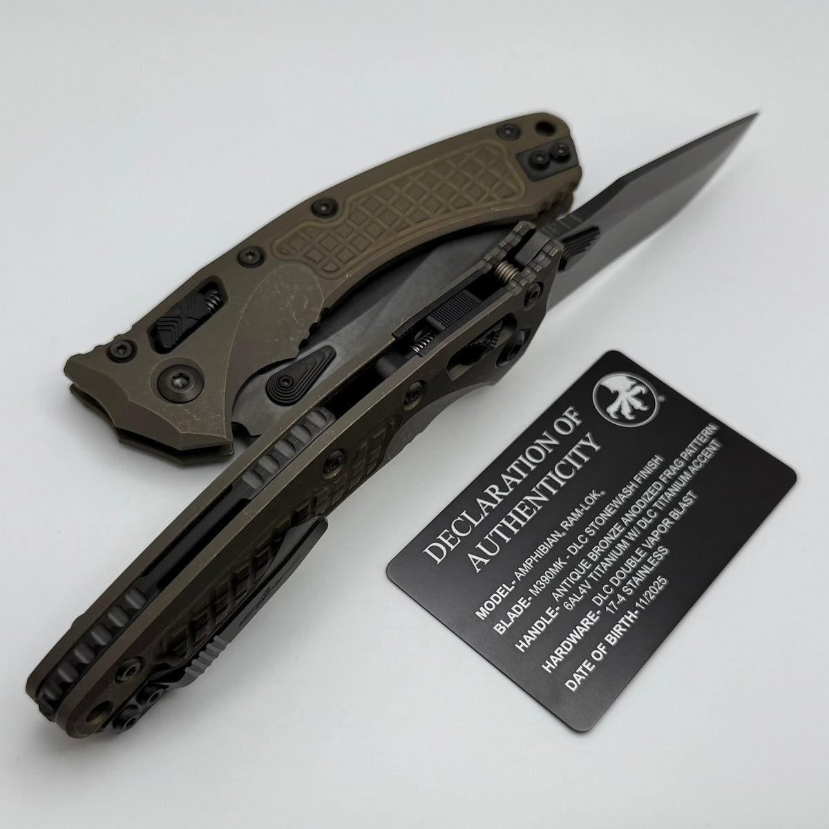 Microtech Marfione Select Amphibian RAM LOK Antique Bronze Frag Titani