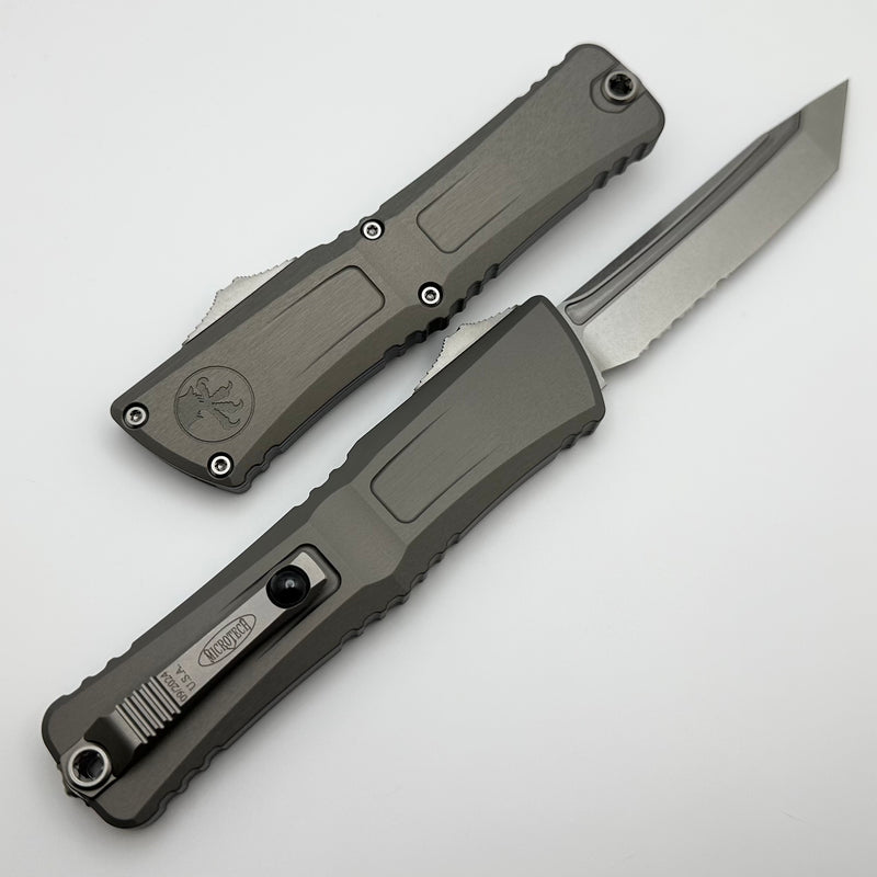 Microtech Knives Combat Troodon Gen III Stonewash Partial Serrated Tanto w/ Natural Clear Handle 1144-11NC