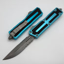 Microtech Scarab 2 Gen 3 Turquoise Handles w/ D/E-S Apocalyptic Part Serrated M390MK 1180-11APTQ