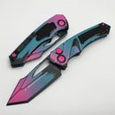 Heretic Knives Pariah M/A Button Lock Cel Shade Miami Vice Aluminum Handles w/ MagnaCut Tanto H047-CS-MV