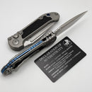 Microtech Marfione Select LUDT Gen III Titanium Textured Inlaid Handles w/ Blue Accents & Stonewash Serrated S/E 1135-11MS4