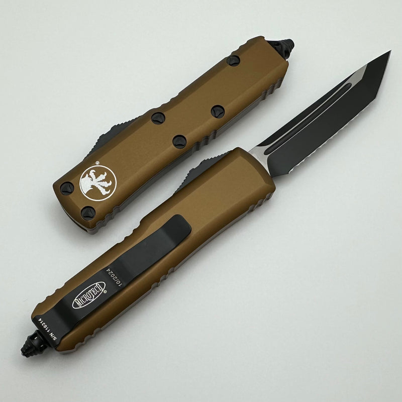 Microtech UTX-85 Tanto Black Full Serrated & Tan 233-3TA