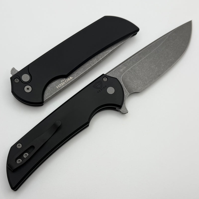 Pro-Tech Mordax Black Aluminum Handle & Acid Wash 20CV MX101-AW 20CV