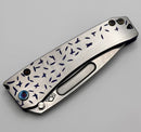 Medford Knife Slim Midi S45 Tumbled Drop Point w/ Jasmine Fade Sculpted Handles & Violet Perimeters/Clip w/ Flamed Hardware