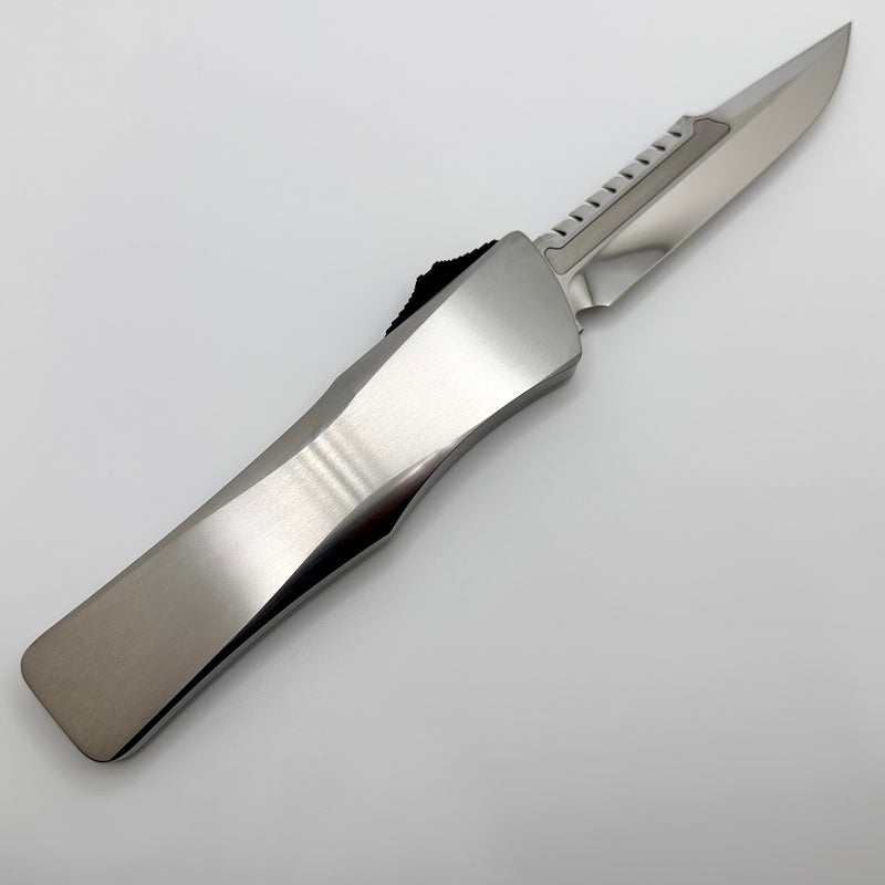 Marfione Custom Knives Combat Troodon Interceptor Mirror Polish w/ Hand Rubbed Satin Finish 416 Stainless Steel Handle & Carbon Fiber Button w/ Two Tone Hardware