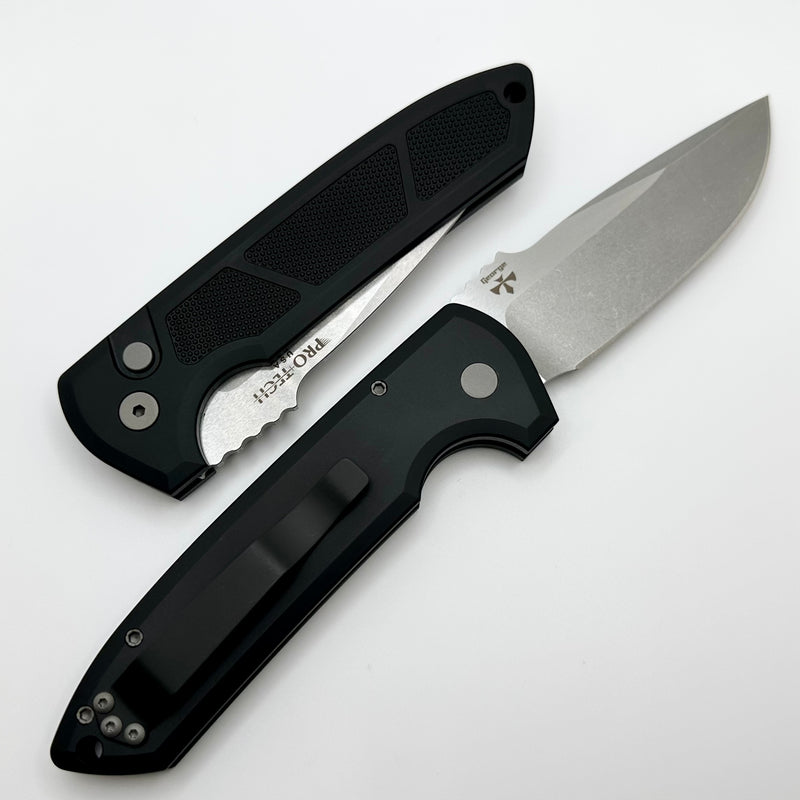 Pro-Tech Les George Rockeye Black Knurled Handle & Stonewash CPM-S35VN LG305