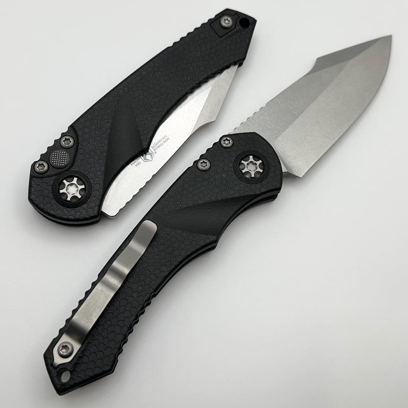 Heretic Knives Mini Pariah Auto Black Polymer Handles w/ Stonewash S/E MagnaCut H054-2A