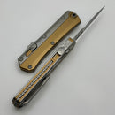 Microtech Glykon Stonewash Standard Bayonet w/ Stonewash Overlay & Tan Handle 184-10TA