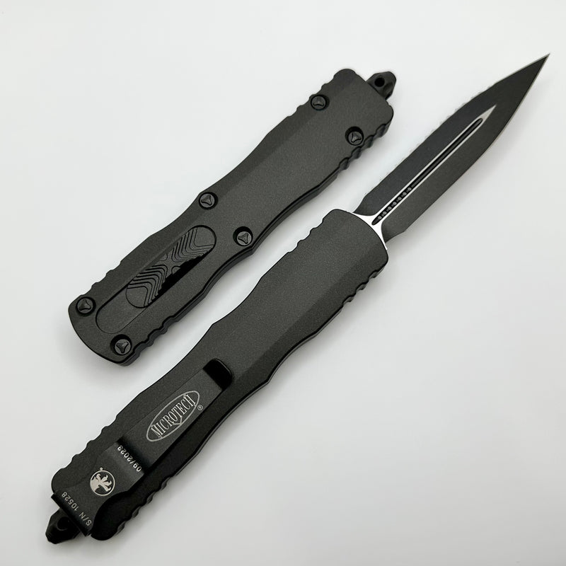 Microtech Dirac Delta Double Edge Full Serrated Cerakote DARK TUNGSTEN Standard 227-3CDT