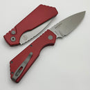 Discontinued Pro-Tech PT Plus Red Aluminum Handle & Stonewash MagnaCut Blade PT201-Red
