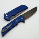 Pro-Tech Mordax Navy Aluminum Handle w/ White Pearl Button & Smoky Grey DLC 20CV