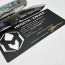 Heretic Knives Custom Wraith Auto V4 w/ Abalone Inlays & Hand Ground Mirror M390 Tanto Blade