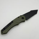 Heretic Knives Mini Pariah Auto Button Lock OD Green Polymer Handles w/ Black T/E Full Serrated MagnaCut H055-4C-GRN