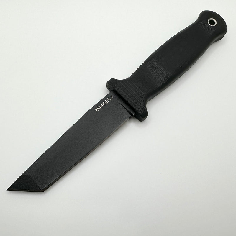 Demko Knives Armiger 4 Fixed Blade Black Tanto 80CrV2 & Black TPR Handle