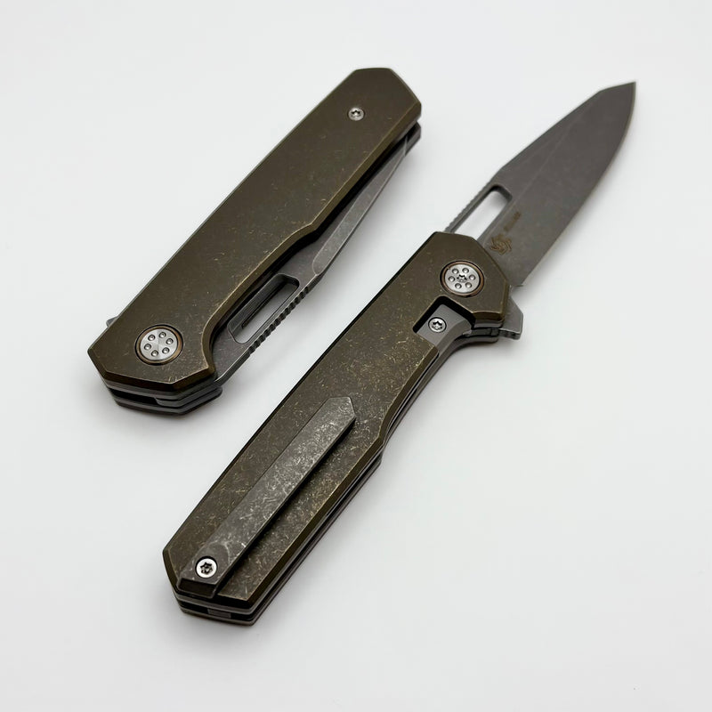 Mechforce Knives Oeser Nebo V2 Tumbled Bronze Titanium Handles & Elmax