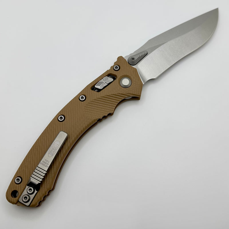 Microtech Amphibian RAM LOK Tan Fluted G-10 & Stonewash M390MK 137RL-10FLGTTA