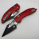 Microtech Knives Manual Stitch RAM LOK Fluted Red Aluminum Handles & Full Serrated Two Tone Black M390MK 169RL-3FLRD