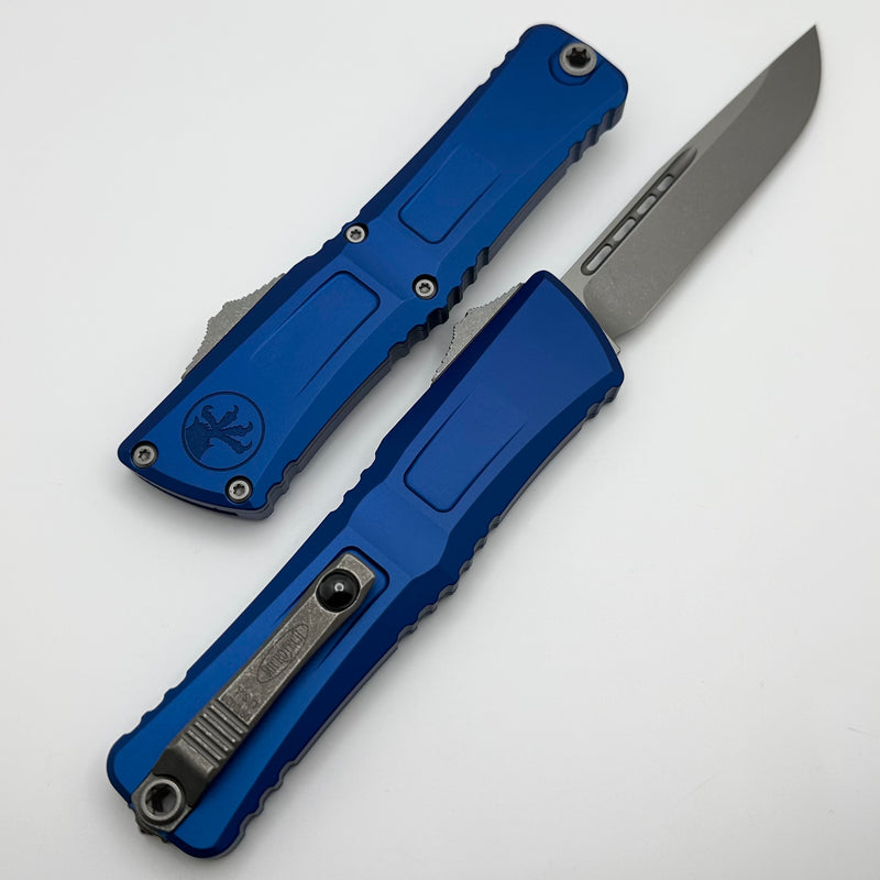 Microtech Knives Combat Troodon Gen III Apocalyptic Single Edge w/ Navy Blue Handle 1143-10APNA