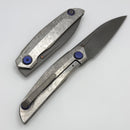 Reate Knives VK-ANUB Crystal Titanium Handles w/ Blue Accents & Darkwash Elmax