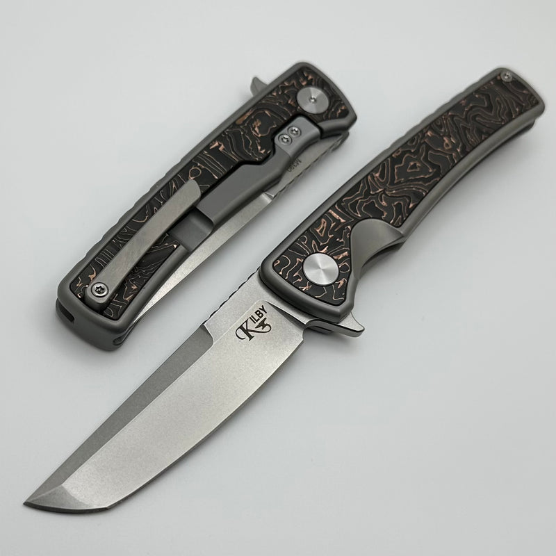 Mechforce Kilby Shard Titanium Integral Handle w/ Copper Foil Carbon Fiber Inlays & Stonewash M390