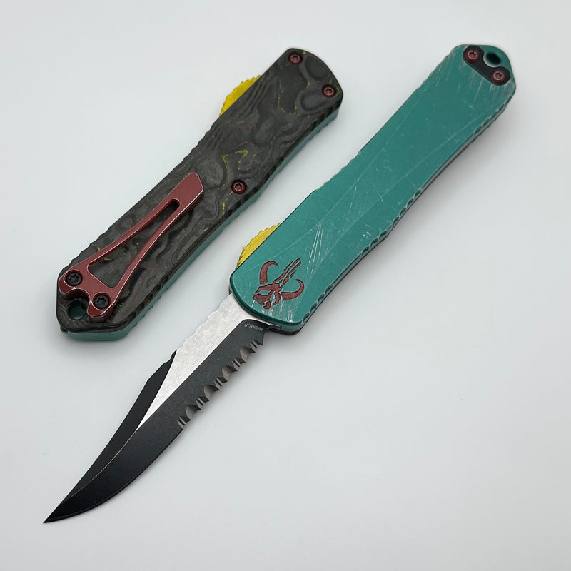 Heretic Knives Manticore E Bounty Hunter w/ 2 Tone Part Serrated Bowie Battle Black MagnaCut H026B-14B-BOUNTY