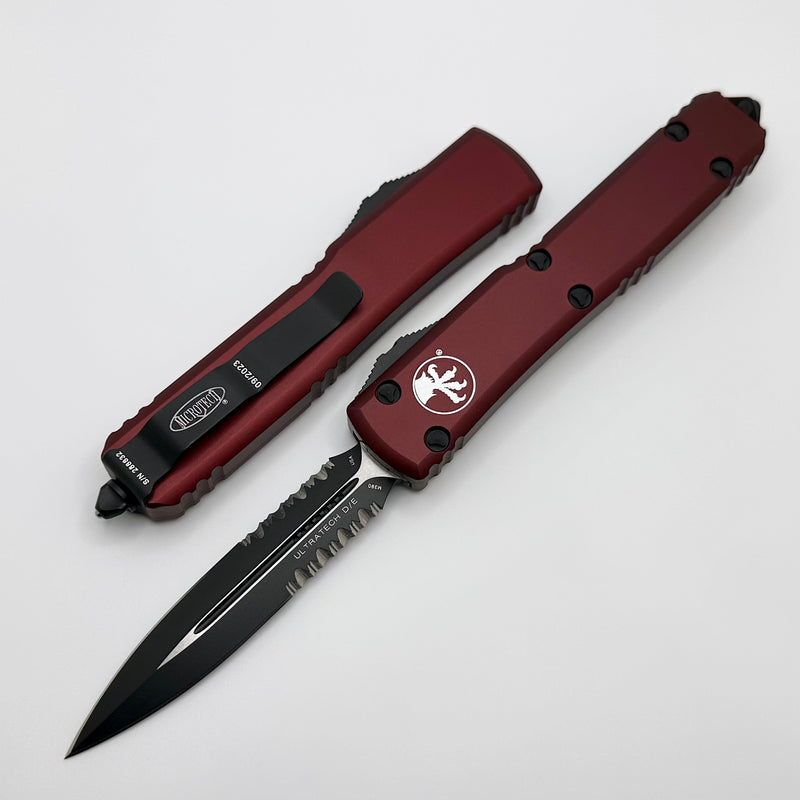 Microtech Ultratech Double Edge Partial Serrated Black Standard & Merlot 122-2MR