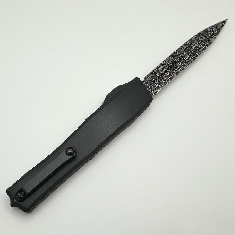 Heretic Custom NYX Hefted Aluminum Handle w/ Blued Vegas Forge Damascus D/E