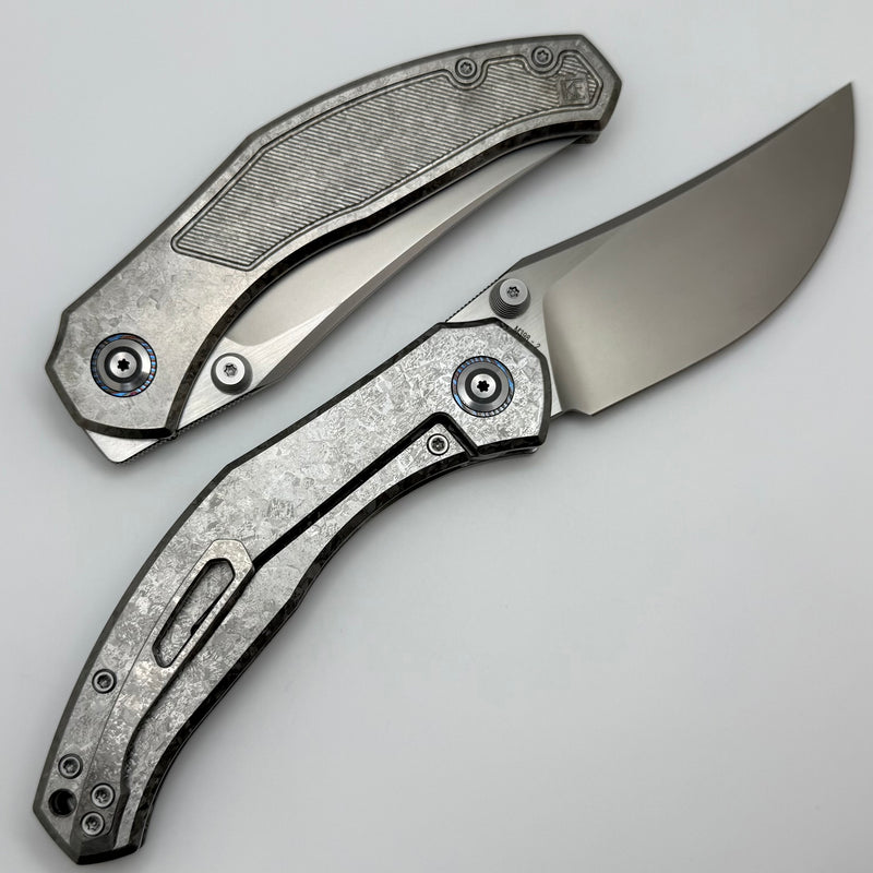 Custom Knife Factory Blava Milled Crystal Titanium & CKF Wash M398