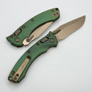 Microtech Amphibian Mini RAM LOK Antique Green Titanium Fluted & Bronze M390MK w/ Bronze Accents 137MRL-13FLMS1