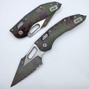 Microtech Knives Manual Stitch RAM LOK Fluted Aluminum Outbreak w/ Full Serrated M390MK Signature Series 169RL-3FLOBS